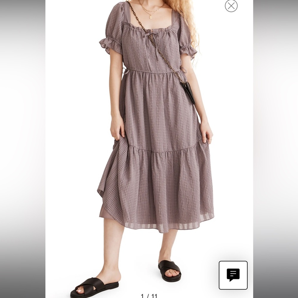 Madewell Square Neck Tiered Midi Dress Size Medium